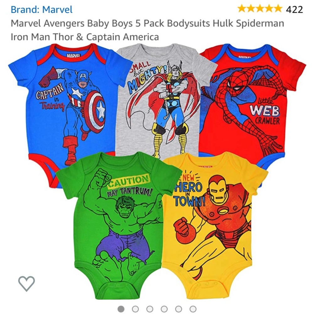 0-3 month marvel onesie pack